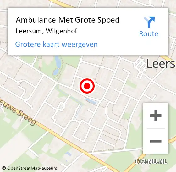 Locatie op kaart van de 112 melding: Ambulance Met Grote Spoed Naar Leersum, Wilgenhof op 13 juni 2016 05:40