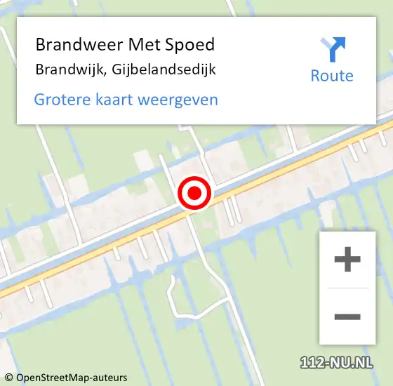 Locatie op kaart van de 112 melding: Brandweer Met Spoed Naar Brandwijk, Gijbelandsedijk op 13 juni 2016 06:47