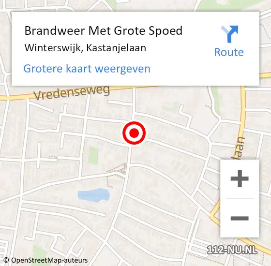 Locatie op kaart van de 112 melding: Brandweer Met Grote Spoed Naar Winterswijk, Kastanjelaan op 13 juni 2016 06:50