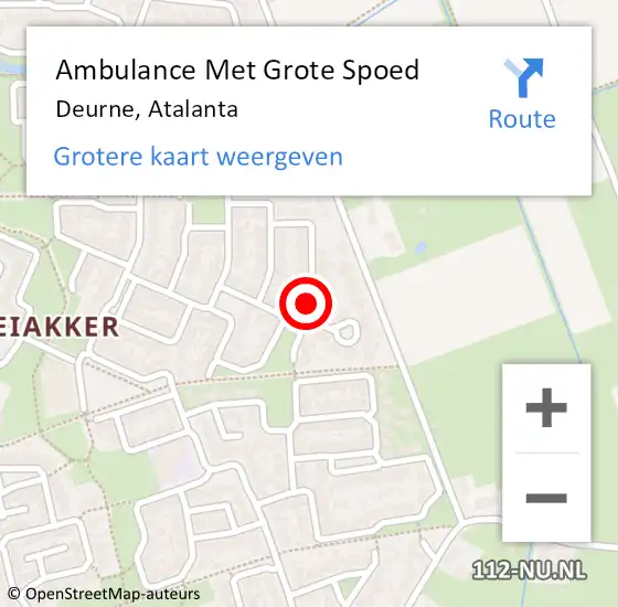 Locatie op kaart van de 112 melding: Ambulance Met Grote Spoed Naar Deurne, Atalanta op 13 juni 2016 07:00