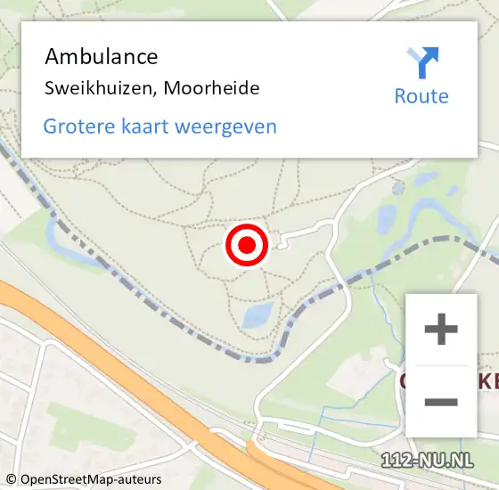 Locatie op kaart van de 112 melding: Ambulance Sweikhuizen, Moorheide op 18 december 2013 03:03