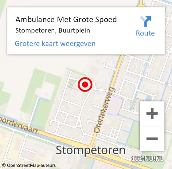 Locatie op kaart van de 112 melding: Ambulance Met Grote Spoed Naar Stompetoren, Buurtplein op 18 december 2013 03:12