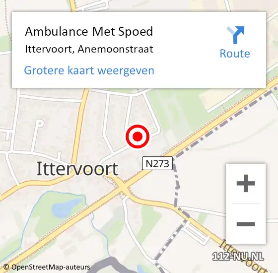 Locatie op kaart van de 112 melding: Ambulance Met Spoed Naar Ittervoort, Anemoonstraat op 13 juni 2016 07:34