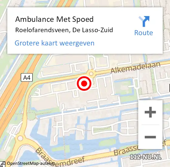 Locatie op kaart van de 112 melding: Ambulance Met Spoed Naar Roelofarendsveen, De Lasso-Zuid op 13 juni 2016 08:40