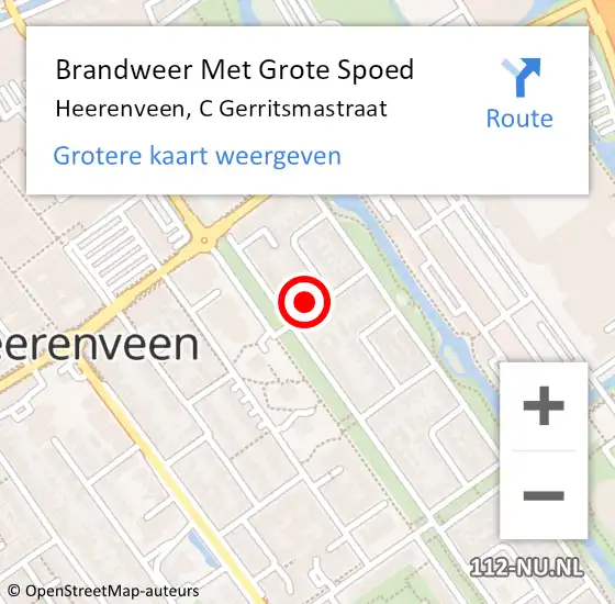 Locatie op kaart van de 112 melding: Brandweer Met Grote Spoed Naar Heerenveen, C Gerritsmastraat op 18 december 2013 04:00