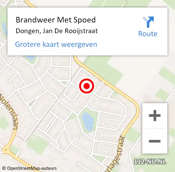 Locatie op kaart van de 112 melding: Brandweer Met Spoed Naar Dongen, Jan De Rooijstraat op 13 juni 2016 09:44