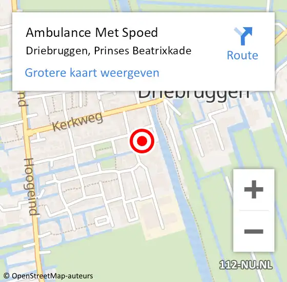 Locatie op kaart van de 112 melding: Ambulance Met Spoed Naar Driebruggen, Prinses Beatrixkade op 13 juni 2016 10:08