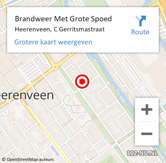 Locatie op kaart van de 112 melding: Brandweer Met Grote Spoed Naar Heerenveen, C Gerritsmastraat op 18 december 2013 04:23