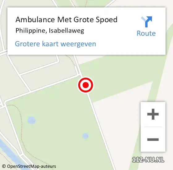 Locatie op kaart van de 112 melding: Ambulance Met Grote Spoed Naar Philippine, Isabellaweg op 13 juni 2016 12:10