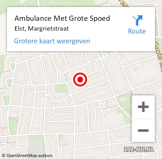 Locatie op kaart van de 112 melding: Ambulance Met Grote Spoed Naar Elst, Margrietstraat op 13 juni 2016 12:26