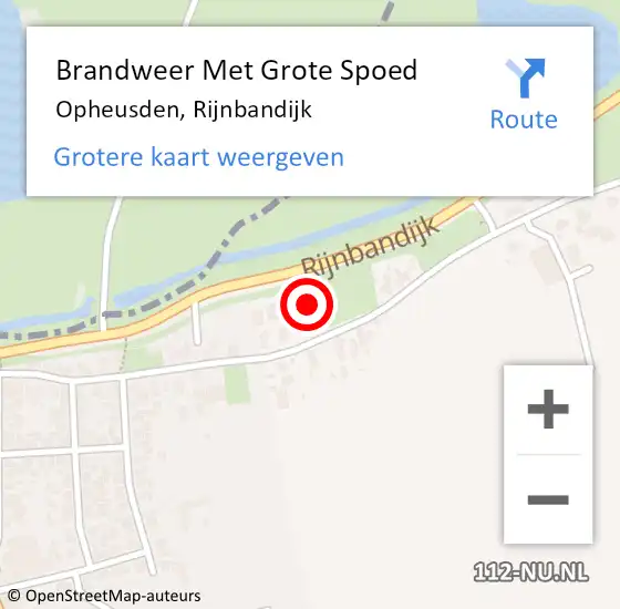 Locatie op kaart van de 112 melding: Brandweer Met Grote Spoed Naar Opheusden, Rijnbandijk op 13 juni 2016 12:26