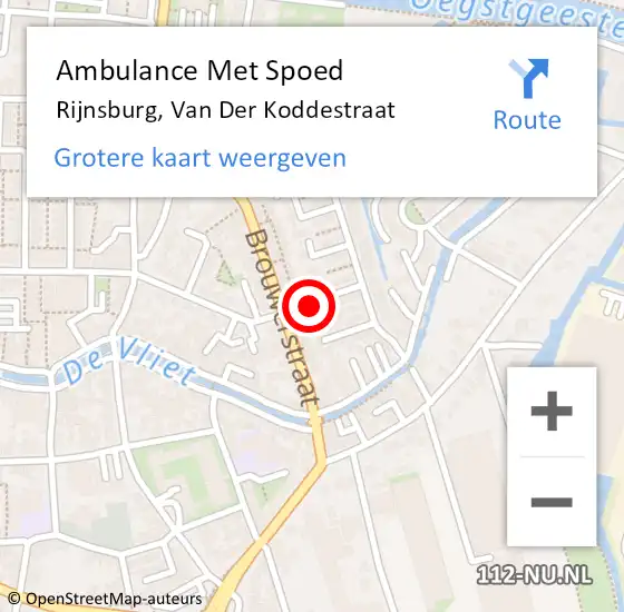 Locatie op kaart van de 112 melding: Ambulance Met Spoed Naar Rijnsburg, Van Der Koddestraat op 13 juni 2016 12:34