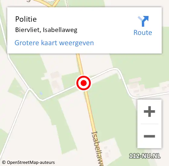 Locatie op kaart van de 112 melding: Politie Biervliet, Isabellaweg op 13 juni 2016 12:58
