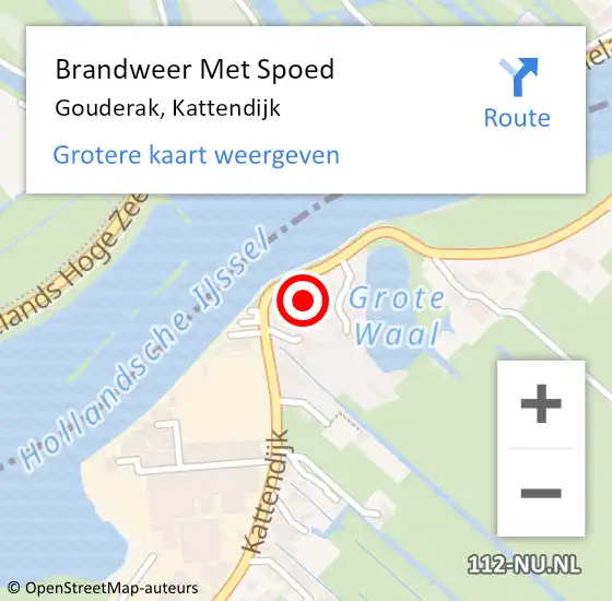 Locatie op kaart van de 112 melding: Brandweer Met Spoed Naar Gouderak, Kattendijk op 13 juni 2016 12:59