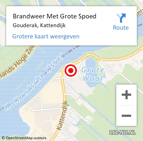 Locatie op kaart van de 112 melding: Brandweer Met Grote Spoed Naar Gouderak, Kattendijk op 13 juni 2016 13:02