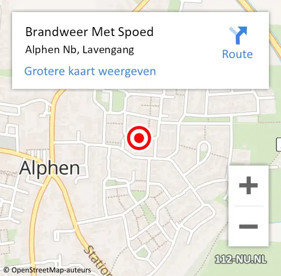 Locatie op kaart van de 112 melding: Brandweer Met Spoed Naar Alphen Nb, Lavengang op 13 juni 2016 13:04