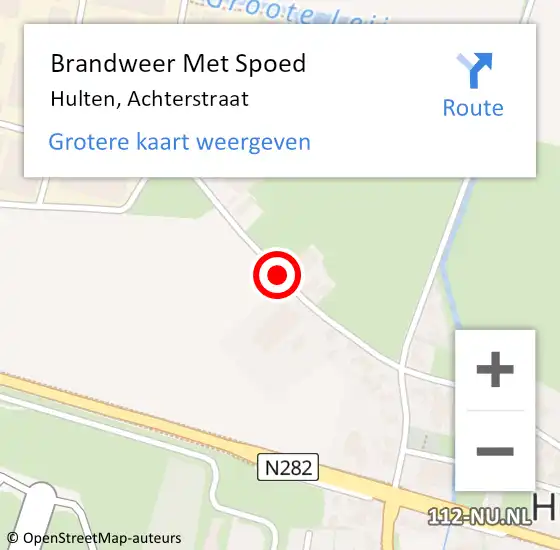 Locatie op kaart van de 112 melding: Brandweer Met Spoed Naar Hulten, Achterstraat op 13 juni 2016 13:11