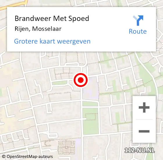 Locatie op kaart van de 112 melding: Brandweer Met Spoed Naar Rijen, Mosselaar op 13 juni 2016 13:12