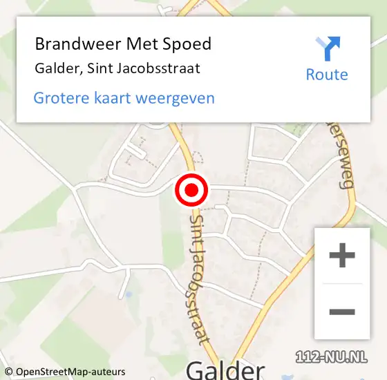 Locatie op kaart van de 112 melding: Brandweer Met Spoed Naar Galder, Sint Jacobsstraat op 13 juni 2016 13:20