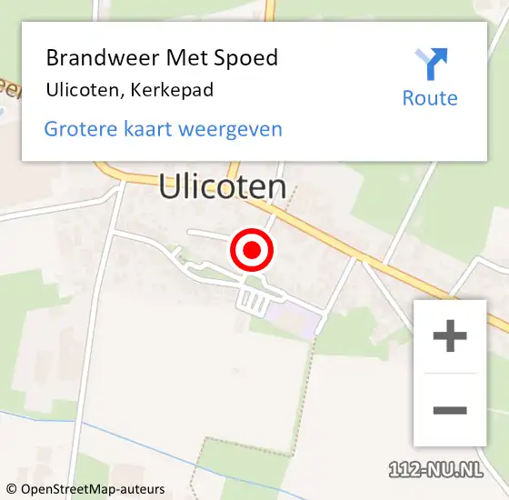 Locatie op kaart van de 112 melding: Brandweer Met Spoed Naar Ulicoten, Kerkepad op 13 juni 2016 13:45