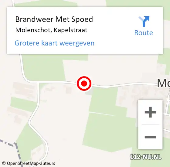 Locatie op kaart van de 112 melding: Brandweer Met Spoed Naar Molenschot, Kapelstraat op 13 juni 2016 13:48