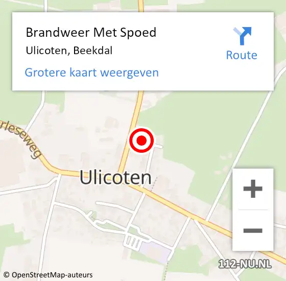 Locatie op kaart van de 112 melding: Brandweer Met Spoed Naar Ulicoten, Beekdal op 13 juni 2016 13:48