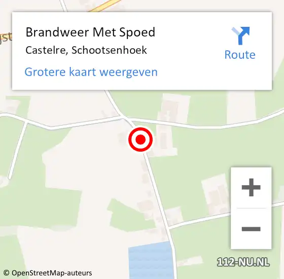 Locatie op kaart van de 112 melding: Brandweer Met Spoed Naar Castelre, Schootsenhoek op 13 juni 2016 13:50