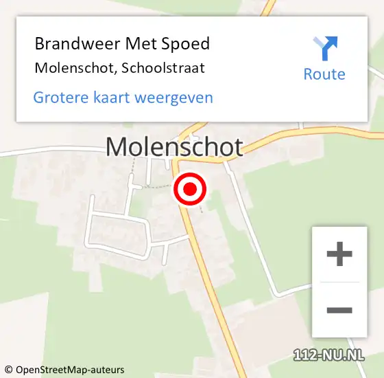 Locatie op kaart van de 112 melding: Brandweer Met Spoed Naar Molenschot, Schoolstraat op 13 juni 2016 13:50