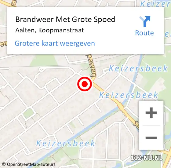 Locatie op kaart van de 112 melding: Brandweer Met Grote Spoed Naar Aalten, Koopmanstraat op 13 juni 2016 14:39