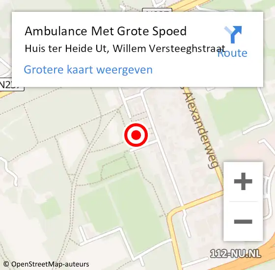 Locatie op kaart van de 112 melding: Ambulance Met Grote Spoed Naar Huis ter Heide Ut, Willem Versteeghstraat op 13 juni 2016 14:40