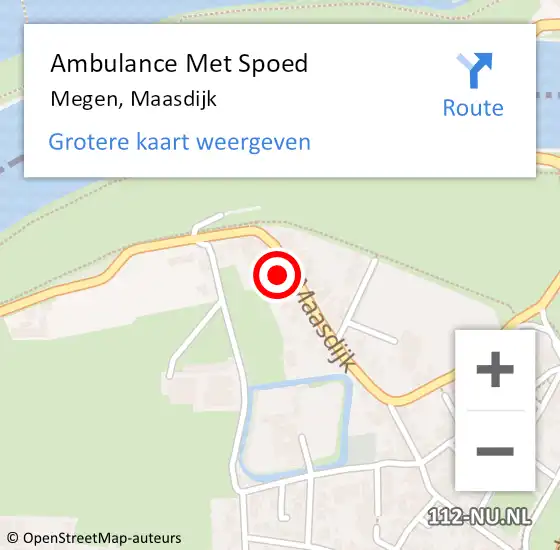 Locatie op kaart van de 112 melding: Ambulance Met Spoed Naar Megen, Maasdijk op 13 juni 2016 16:57