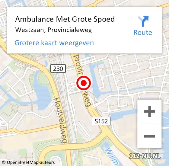 Locatie op kaart van de 112 melding: Ambulance Met Grote Spoed Naar Westzaan, Provincialeweg op 13 juni 2016 17:03