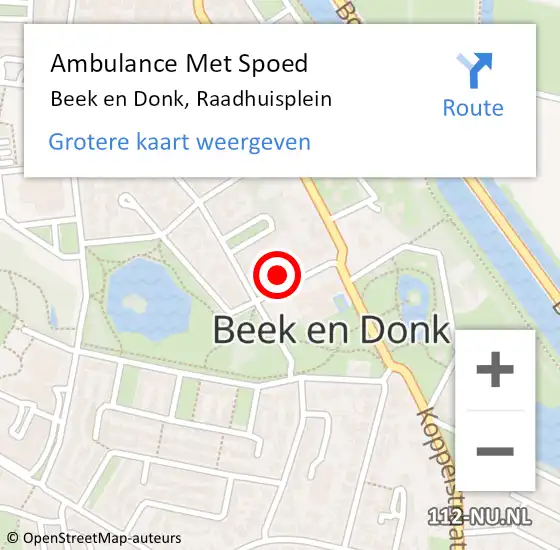 Locatie op kaart van de 112 melding: Ambulance Met Spoed Naar Beek en Donk, Raadhuisplein op 13 juni 2016 17:12