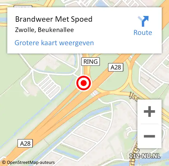 Locatie op kaart van de 112 melding: Brandweer Met Spoed Naar Zwolle, Beukenallee op 13 juni 2016 18:21