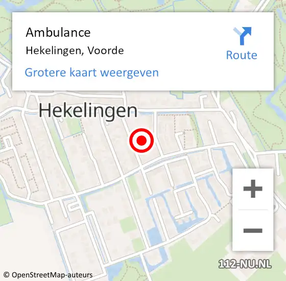 Locatie op kaart van de 112 melding: Ambulance Hekelingen, Voorde op 13 juni 2016 18:23