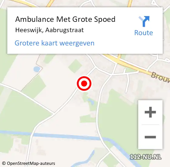 Locatie op kaart van de 112 melding: Ambulance Met Grote Spoed Naar Heeswijk, Aabrugstraat op 13 juni 2016 19:44