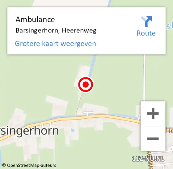 Locatie op kaart van de 112 melding: Ambulance Barsingerhorn, Heerenweg op 13 juni 2016 19:56