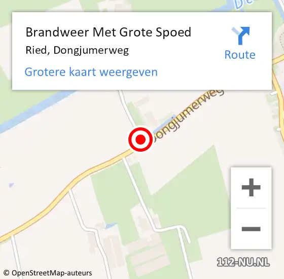 Locatie op kaart van de 112 melding: Brandweer Met Grote Spoed Naar Ried, Dongjumerweg op 13 juni 2016 20:48