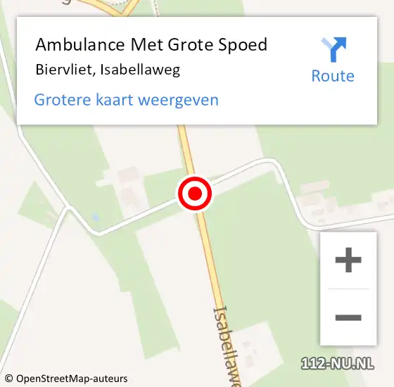 Locatie op kaart van de 112 melding: Ambulance Met Grote Spoed Naar Biervliet, Isabellaweg op 18 december 2013 08:00