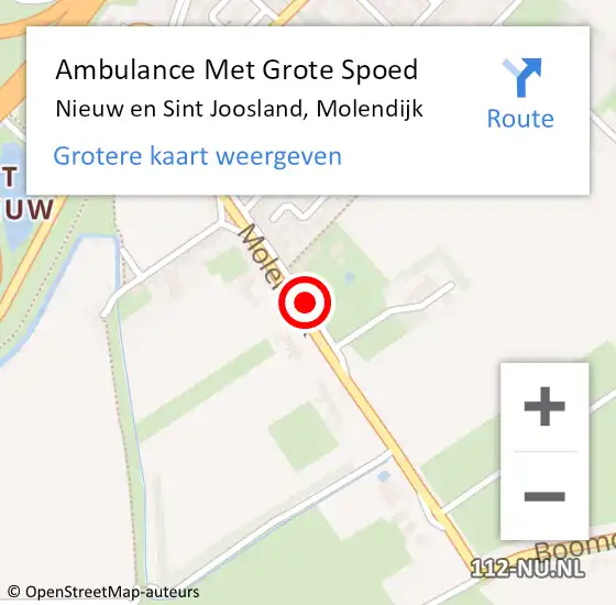 Locatie op kaart van de 112 melding: Ambulance Met Grote Spoed Naar Nieuw en Sint Joosland, Molendijk op 13 juni 2016 21:33