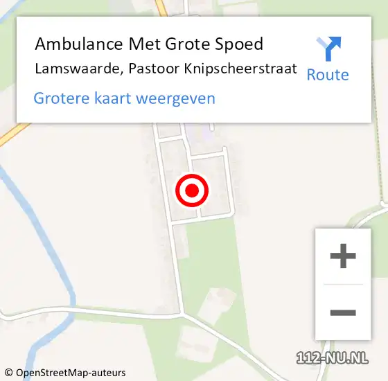 Locatie op kaart van de 112 melding: Ambulance Met Grote Spoed Naar Lamswaarde, Pastoor Knipscheerstraat op 13 juni 2016 21:38