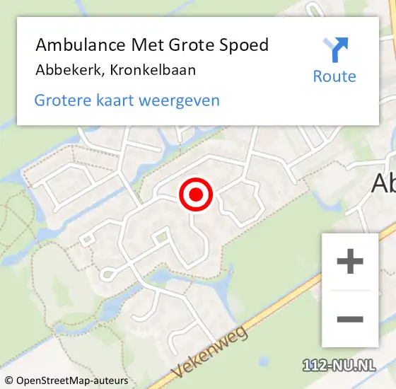 Locatie op kaart van de 112 melding: Ambulance Met Grote Spoed Naar Abbekerk, Kronkelbaan op 13 juni 2016 21:56