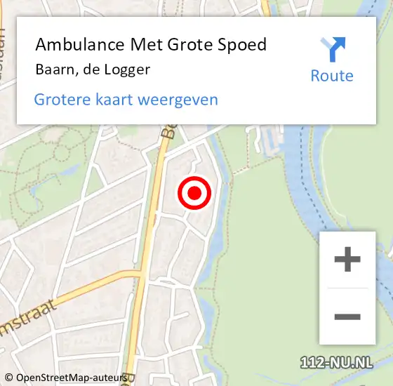 Locatie op kaart van de 112 melding: Ambulance Met Grote Spoed Naar Baarn, de Logger op 13 juni 2016 23:51