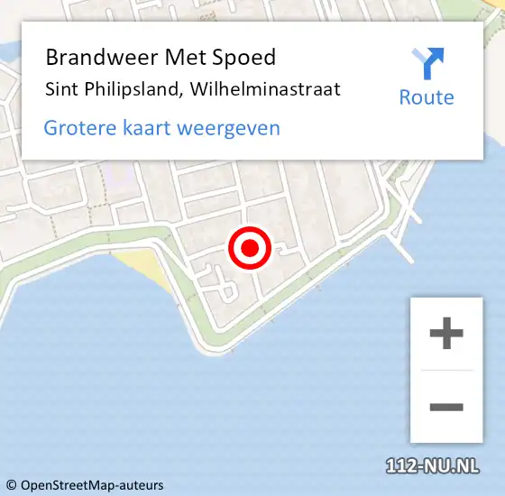 Locatie op kaart van de 112 melding: Brandweer Met Spoed Naar Sint Philipsland, Wilhelminastraat op 14 juni 2016 00:26