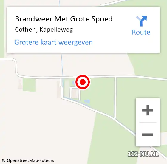 Locatie op kaart van de 112 melding: Brandweer Met Grote Spoed Naar Cothen, Kapelleweg op 14 juni 2016 00:58