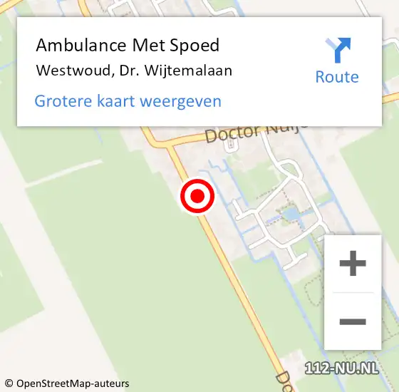 Locatie op kaart van de 112 melding: Ambulance Met Spoed Naar Westwoud, Dr. Wijtemalaan op 14 juni 2016 01:02