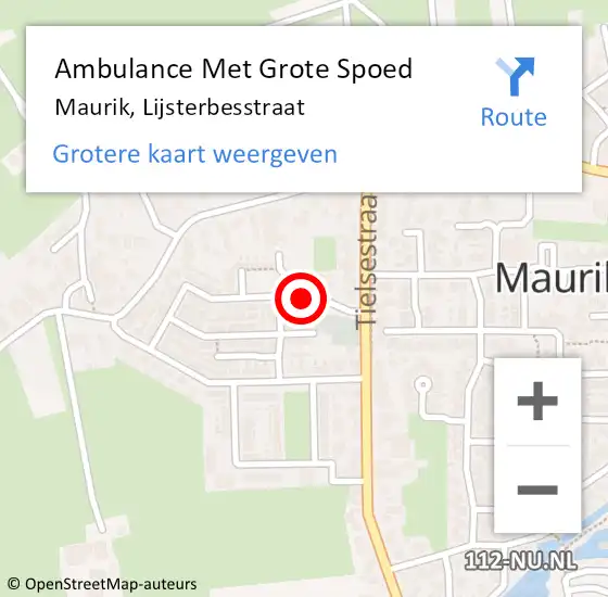 Locatie op kaart van de 112 melding: Ambulance Met Grote Spoed Naar Maurik, Lijsterbesstraat op 14 juni 2016 01:20