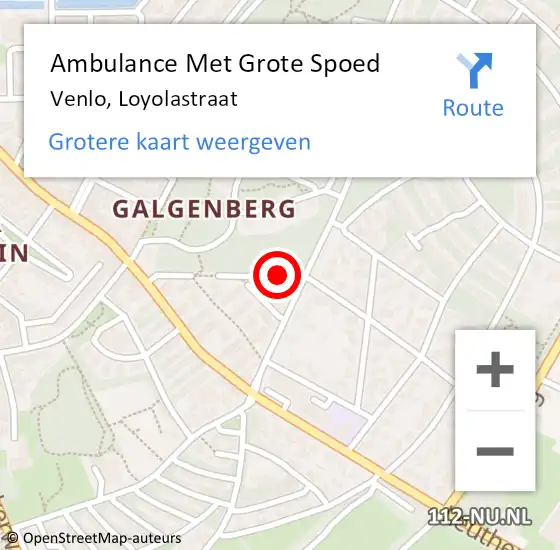 Locatie op kaart van de 112 melding: Ambulance Met Grote Spoed Naar Venlo, Loyolastraat op 16 september 2013 13:23