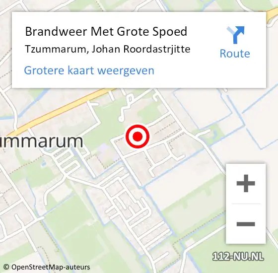 Locatie op kaart van de 112 melding: Brandweer Met Grote Spoed Naar Tzummarum, Johan Roordastrjitte op 14 juni 2016 07:31