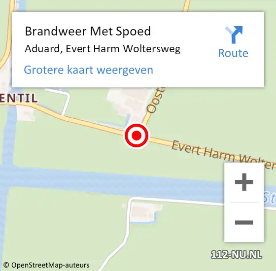 Locatie op kaart van de 112 melding: Brandweer Met Spoed Naar Aduard, Evert Harm Woltersweg op 14 juni 2016 07:40